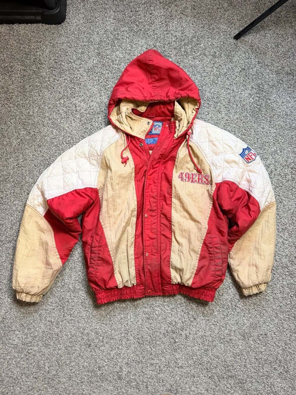 Vintage Starter San Francisco 49ers Quilted Puffer Jacket Size S